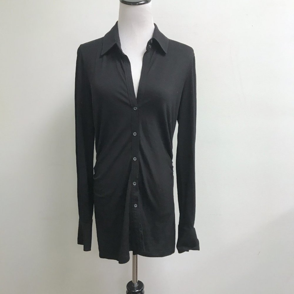 Theory Black Wool Button Up Long Tunic Collared B… - image 3